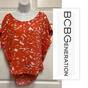 BCBGeneration Orange Glow Back Drape Blouse